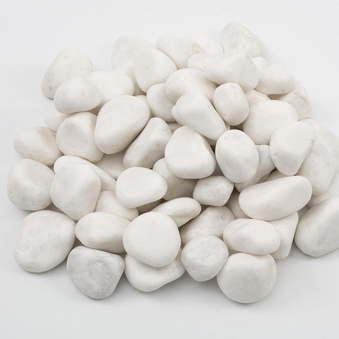 40lbs White Natural River Rocks, Polished Pebbles for Plants Garden, 1-2 inch Decorative White Stones, Ideal for Fish Tank, Vases, Crafting, Home Decor and Garden Landscaping Rocks,White
