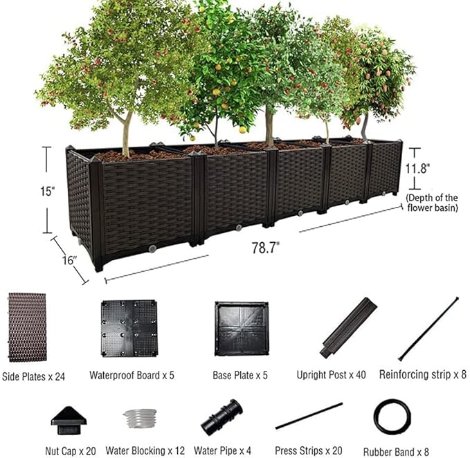 Souwuokoo Large Planters for Outdoor Plants Raised Garden Bed Elevated Rectangular Garden Box Kits for Gardening, Vegetables, Flowers and Herbs in Backyard Patio Balcony