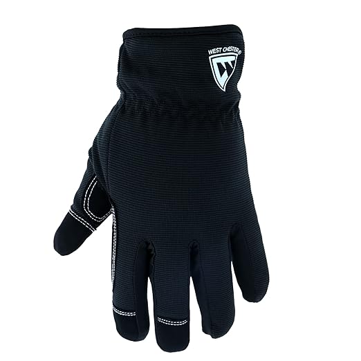 West Chester High-Dexterity Lined Men's Work Gloves, PosiTherm Lining, Winter Weather Gloves, Touch Screen Capable, Black, Large, (96156BK-L)