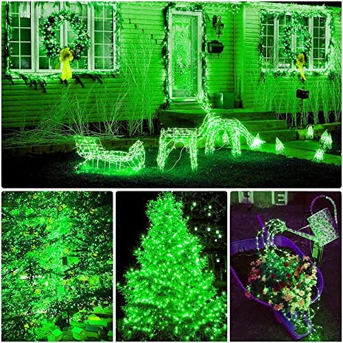 YAOZHOU Green Solar Fairy String Lights Outdoor, 2 Pack Each 100LED 8 Modes Copper Wire Lights Christmas Decorations IP67 Waterproof for Garden, Patio, Fence, Balcony