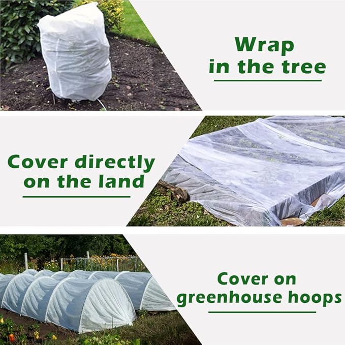 JUNKOGO Plant Freeze Protection Cover, 10x30ft Frost Cloth Winter Garden Blanket, Floating Row Cover for Cold Weather and Shade, Perfect for Outdoor Vegetables, Trees, Greenhouse