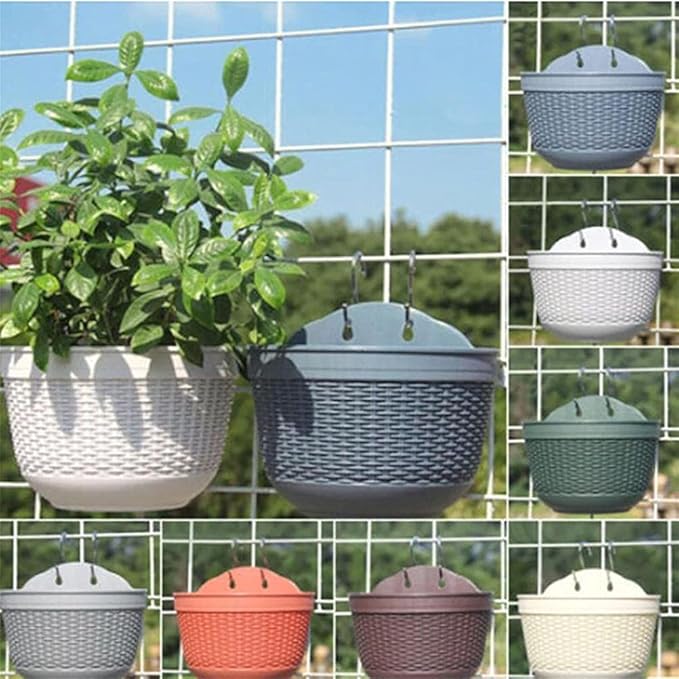 Rattan Flower Pot Wall Hanging Plant Pot Storage Basket for Indoor Outdoor Decor
