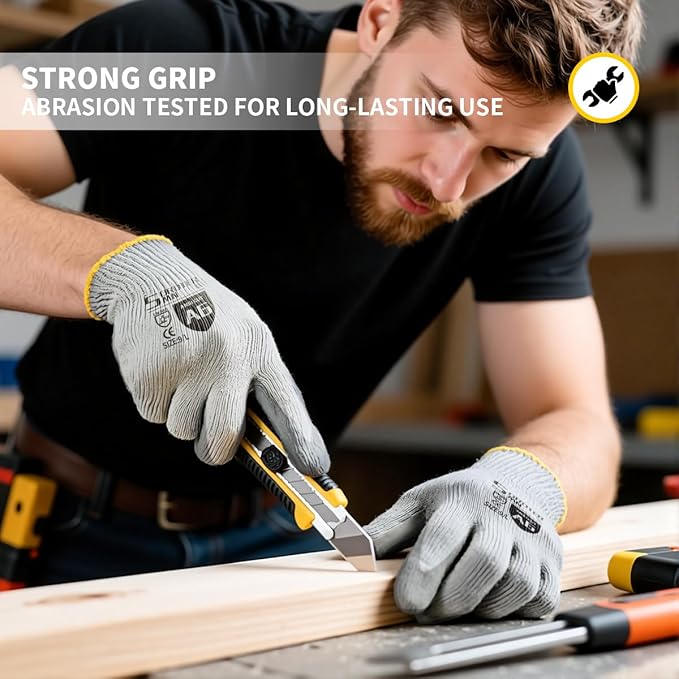 Cut Resistant Work Gloves, ANSI A6, PU Coated Palms for Flexible No Slip Grip, Food Grade, Abrasion Resistant