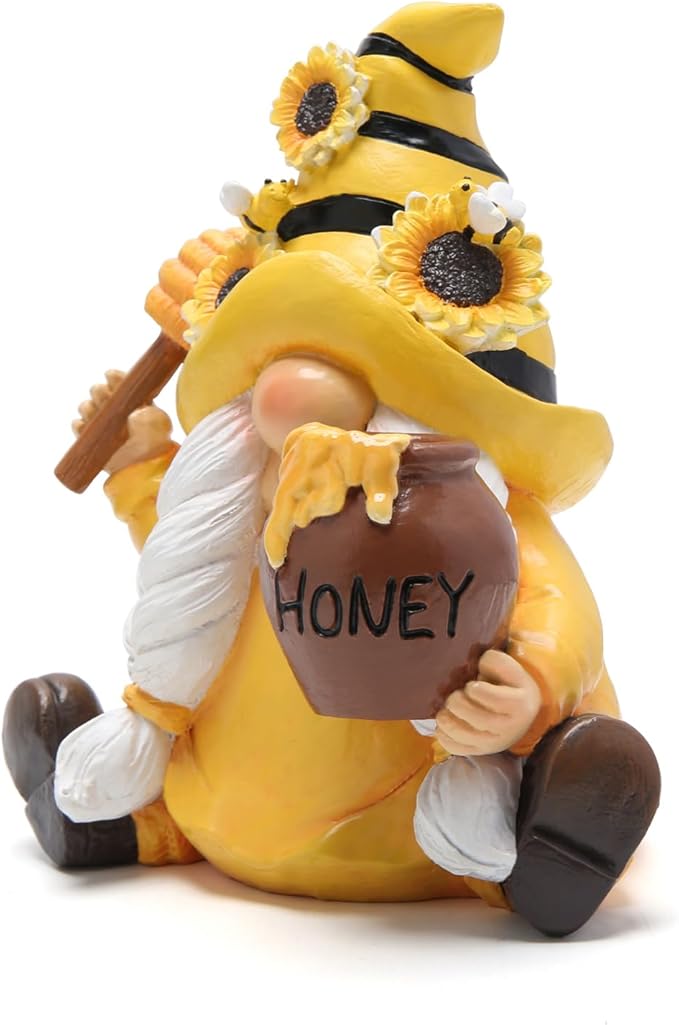 Hodao Bumble Bee Spring Gnome Decorations Honey Gnomes Ornaments World Bee Day Decorations Gifts Summer Gnomes Figurines for Garden Decor Birthday Gifts for Mom, Women, Grandma