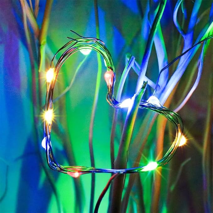 Fairy Lights CR2032 Battery Operated,6.6Ft/2Meter 20 LEDs Micro Silver Wire String Lights for Bedroom Christmas Party Wedding Decoration(Multicolour, 12 Pack)