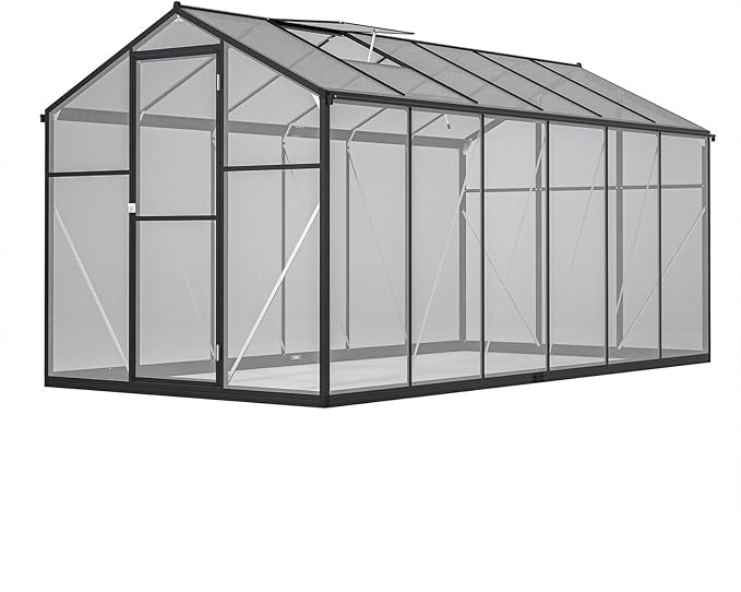 6x12 Ft Greenhouses for Outdoors, UV-Coated Polycarbonate Panels and Aluminium Green Houses for Outside, 2 Roof Vents, Invernaderos para Plantas Exterior, Walk-in Greenhouse Kit for Backyard, Lawn