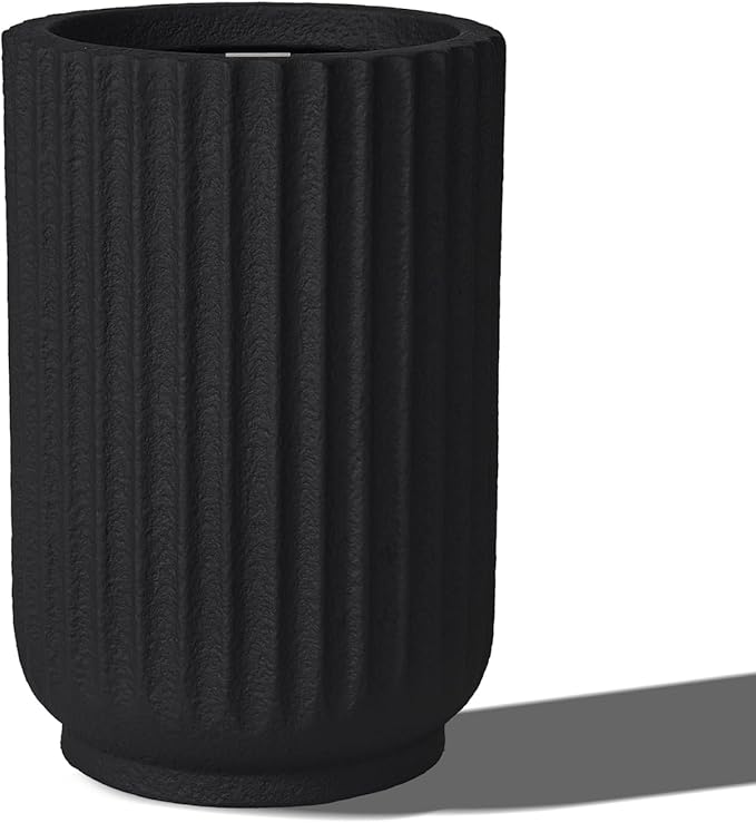 TerraDeco Classic Roman Column Style Planter | 20" Tall | Black & White Options | Ideal for Entrance & Living Room Corner | Durable Fiberglass Composite