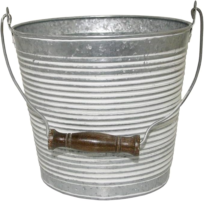 Headwind Vintage Collection Ribbed Planters – White Wash Flower Pots 10 Inch Indoor Plant Pots Bucket for Peace Lily, Pothos, & Lavender, Petunias, Basil Plant for Outdoor by Robert Allen