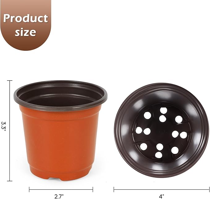 Hemikaki 300 Pack 4 Inch Plastic Nursery Pots for Plants, Small Seedling Pots Succulent Pots Flower Pots with Drainage Holes, Come with 300pcs Plant Labels