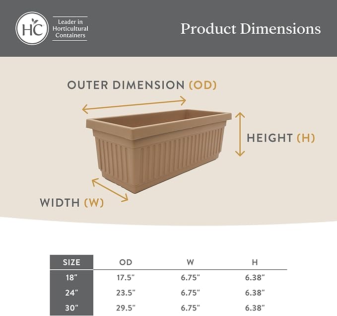 The HC Companies 30 Inch Venetian Window Planter Box with Drainage Plug, Lightweight UV-Resistant Plastic Indoor & Outdoor Planters, 2-Pack Flower Box for Garden & Home Decor, Sandstone
