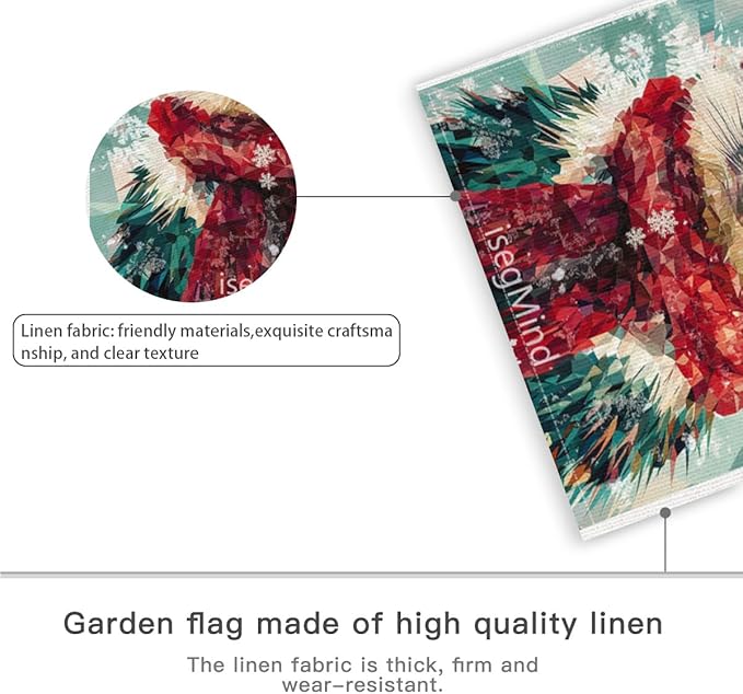 Hedgehog with Red Scarf and Hat Snowflake Christmas Garden Flag, 28x40 Inch Double Sided Linen Holiday Red Winter Farmhouse Yard Outdoor Decoration (4341)