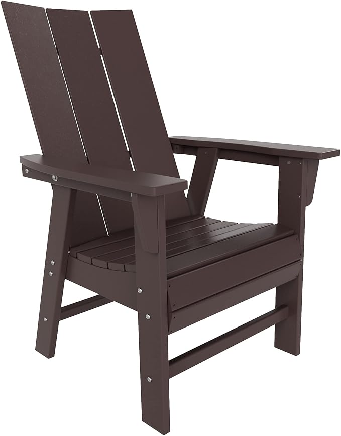 WestinTrends Ashore Outdoor Patio HDPE Plastic Modern Adirondack Dining Chair Dark Brown