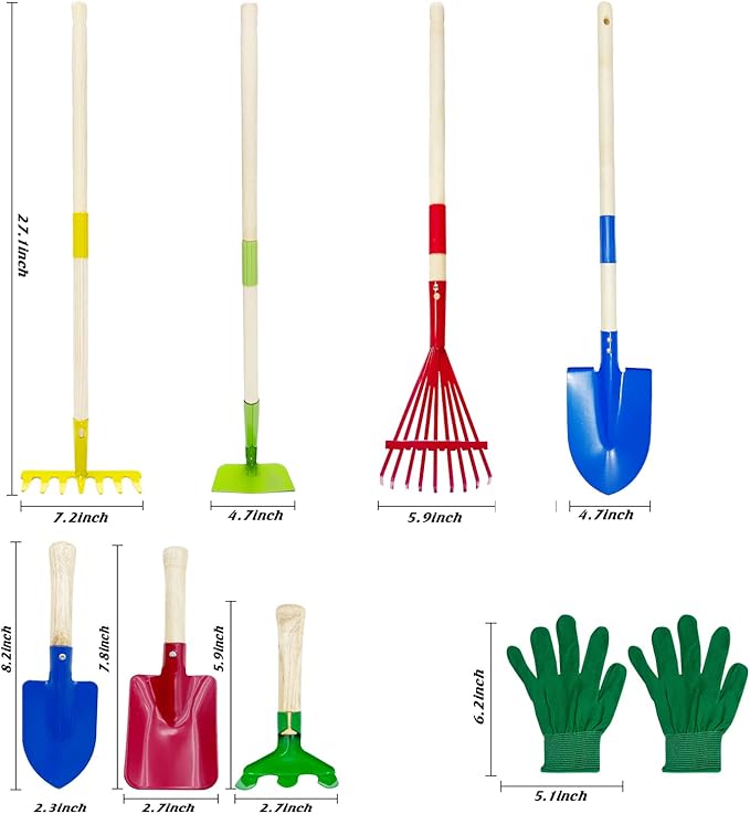 Qtioucp Kids Gardening Tools Outdoor Toys Set Backyard Play Educational STEM Learning Pretend Toys Outdoor Indoor for Toddlers Kids Boys Girls