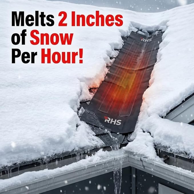 Roof Valley Ice Dam Heater Mat - Snow & Ice Melting System - Prevents Ice Dams & Roof Leaks - American Made - UL Listed Components - Melts 2 Inches of Snow per Hour, (10' ft. x 13" in.)