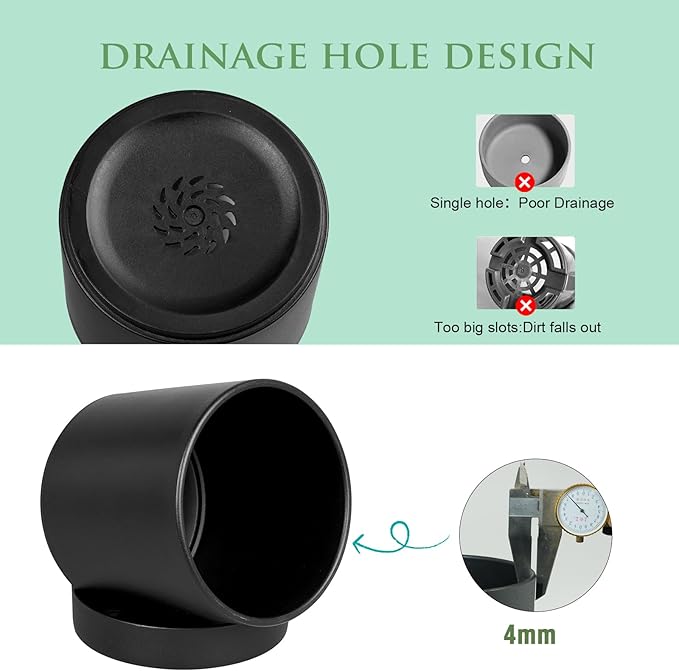 Meowell 6/5/4 inch Flower Pots, Set of 3 Cylinder Plant Pots for Small Indoor Outdoor Plants, Plastic Planters with Drainage Holes and Saucers for Garden Succulent Nursery House Plants, Black