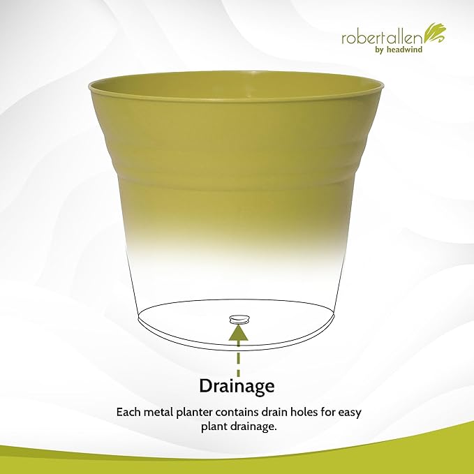 Headwind Traverse Planters – 12" 2 Pack Plastic Plant Pot in Meadow Green - Indoor & Outdoor Pots for Plants with Drainage - Decorative Plant Pot, Flower Pots Outdoor for Garden by Robert Allen