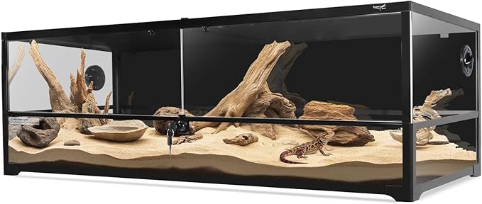 Hygger zoo Glass Reptile Terrarium 24" x 18"x 48"Front Opening Chameleon Cage ull View Glass Terrarium Tank with Double Hinge Door for Reptiles Amphibians, Bearded Dragon Gecko Lizard Snake