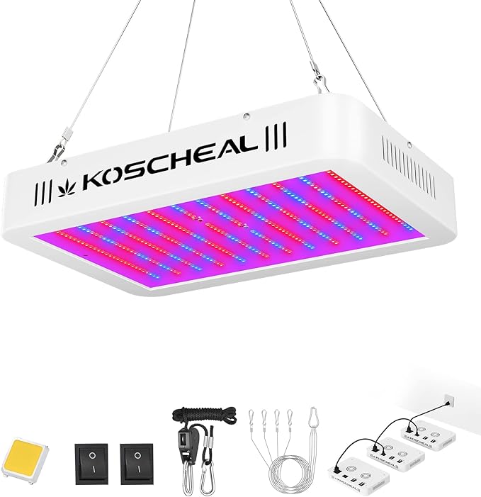 KOSCHEAL KS1200 LED Grow Light Full Spectrum, Plant Grow Light with Veg & Bloom Switch for Hydroponic Indoor Plants LED Grow Lamp with Daisy Chain,Output 130W±5%