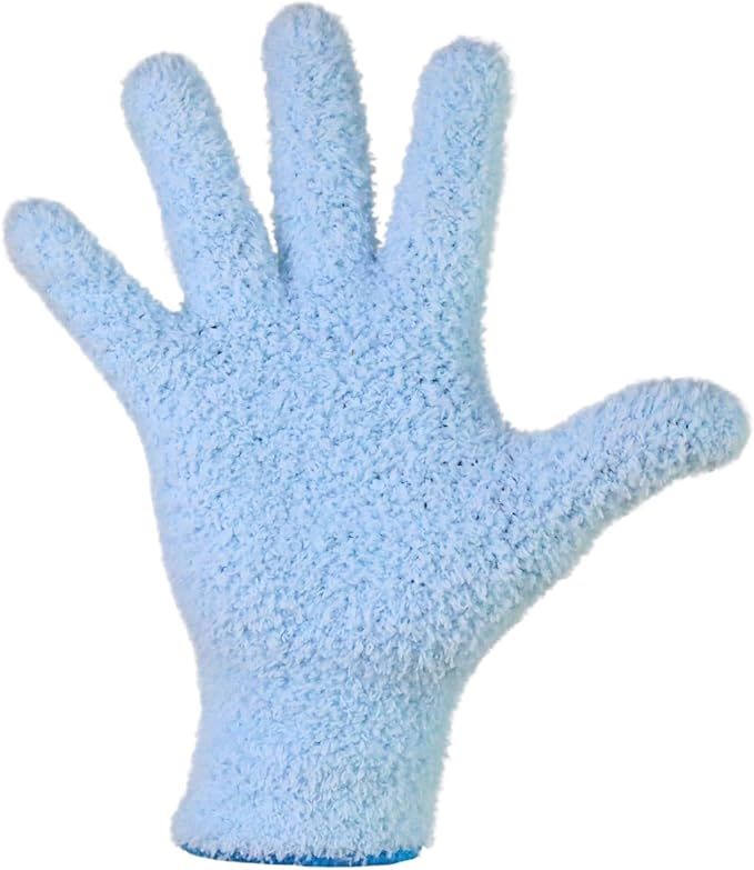 Mossify Microfiber Gloves for Plant Dusting – Reusable & Washable Plants Leaf Cleaning Gloves for Houseplants & Indoor Gardening, Soft & Absorbent Plant Dusting Glove for Windows, Dust Mitt - Blue