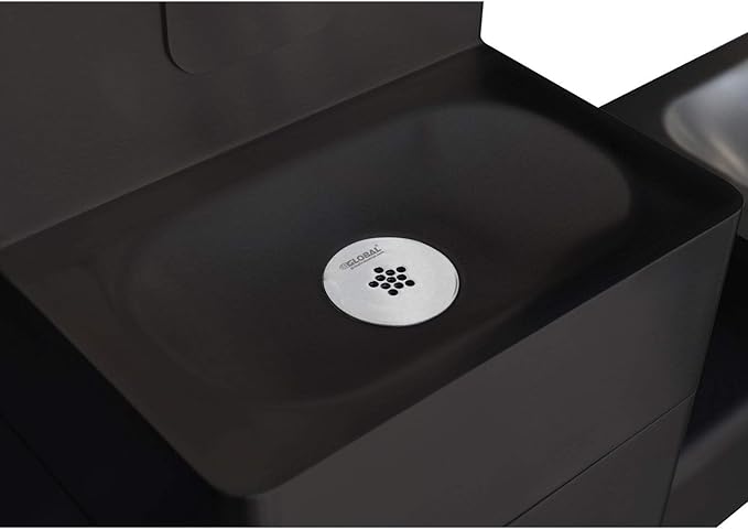 Global Industrial Outdoor Bottle Filling Station & Bi-Level Drinking Fountain, Black Powder Coat