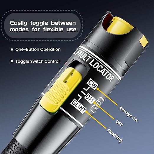 Visual Fault Locator,100-120KM Fiber Optic Cable Tester Meter, VFL Red Light Pen Light Source Testers(Black)