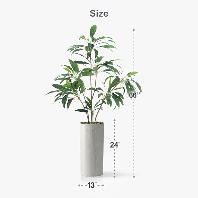 SIGNWIN Artificial Tree in Modern Granite Effect Planter, Fake Dracaena Tree Silk Trees for Indoor and Outdoor Home Decoration - 66" Overall Tall (Plant Pot Plus Tree)