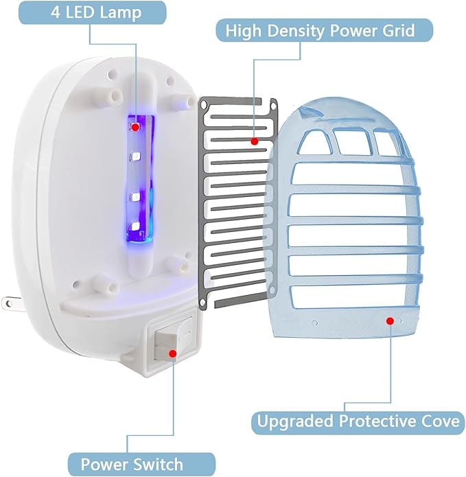 Bug Zapper Indoor,Fly Traps,Flying Insects,Electronic Insect Killer Fly Insect Trap Plug-in Mosquitoes Killer Mosquito Zapper with Blue Lights for Living Room,Kitchen,Bedroom,Office(1Pack)