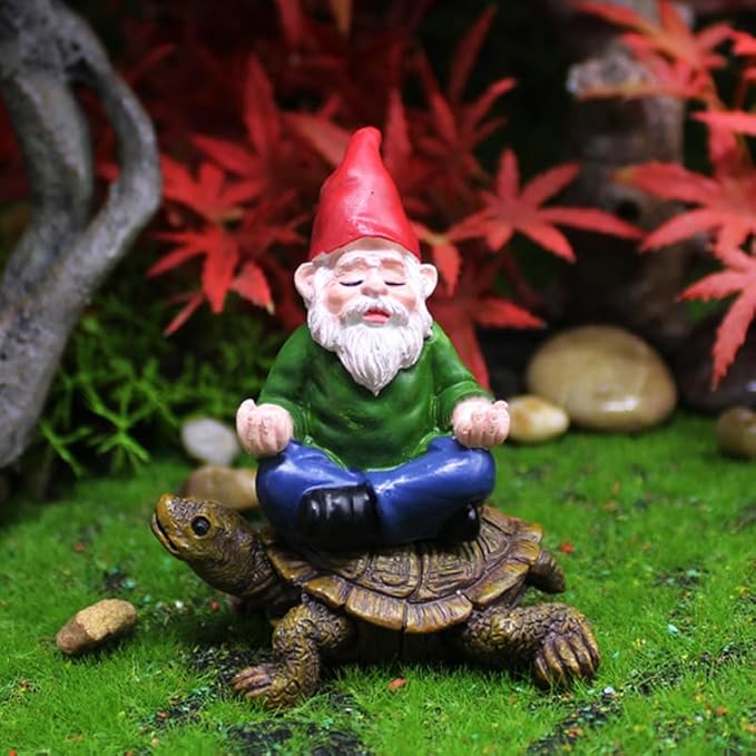 Garden Gnomes Turtle Figurines, Gnome Statue Decorations Fairy Garden Accessories for Outdoor Indoor Lawn Statue Patio Yard Flower Pot Home Decoration