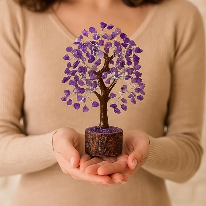 ANAYA AGATE Amethyst Crystal Tree of Life - Handmade Healing Bonsai Purple Tree for Home and Office Decor, Positive Energy and Good Luck, Ideal for Christmas Decor and Birthday Gifts for Women, Men