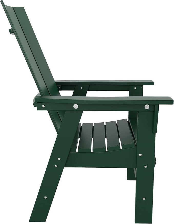 WestinTrends Ashore Outdoor Patio HDPE Plastic Modern Adirondack Dining Chair Dark Green