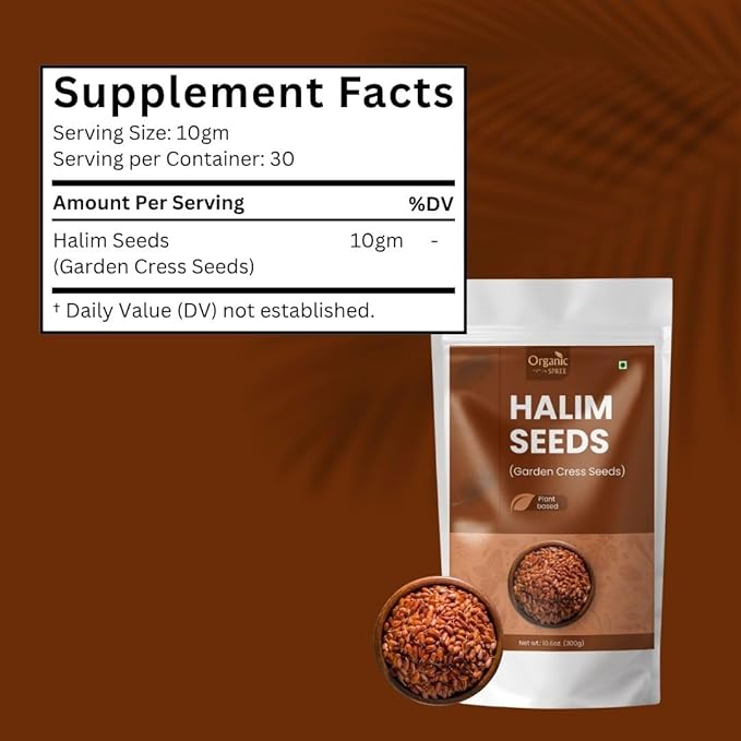 Organic Spree Halim Seeds 300gm (10.6oz) | Garden Cress Seeds | Lepidium Sativum | Pure and Natural - Pack of 3