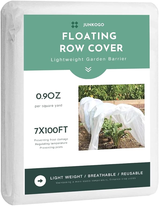 JUNKOGO Plant Freeze Protection Cover, 7x100ft Frost Cloth Winter Garden Blanket, Floating Row Cover for Cold Weather and Shade, Perfect for Outdoor Vegetables, Trees, Greenhouse