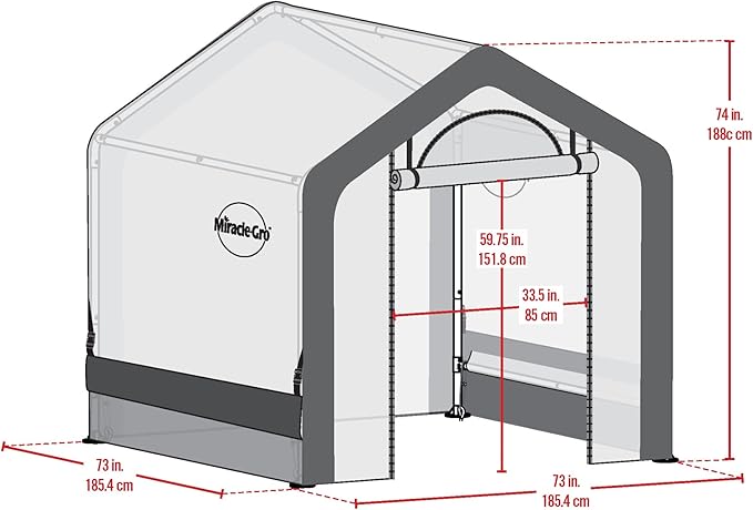 Miracle-GRO 6' x 6' x 6' All-Season Indoor/Outdoor Backyard Garden Greenhouse and Compact Waterproof Plant Shelter, Translucent