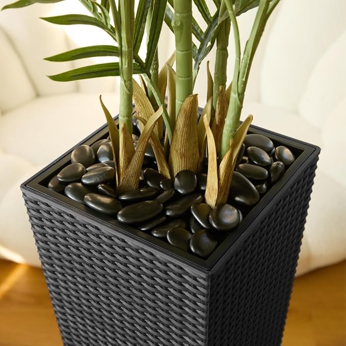 VeriNatural 6FT Artificial Palm Tree - Tall Fake Tree with Black Taper Planter & Pebbles, UV Resistant for Indoor & Outdoor Decor - Large Potted Faux Plant for Living Room, Office, Home Decor,VN130