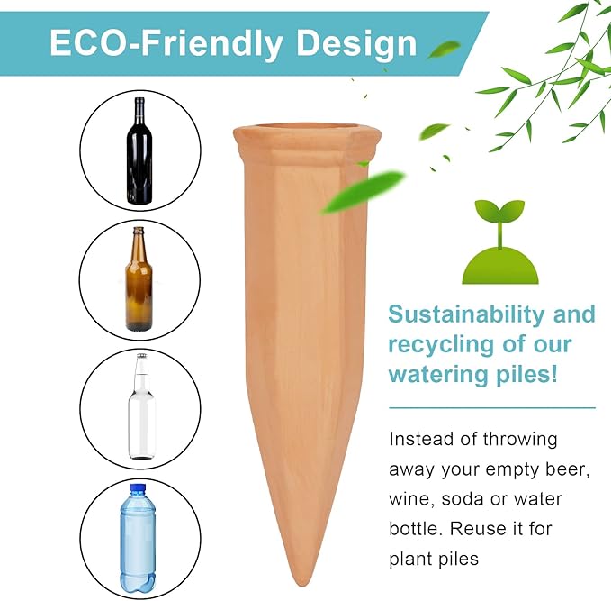 10 Pieces of Plant Watering Piles, Plant Watering Devices,Plant Water Seepage Devices, Clay self Watering Nails, Used for Automatic Watering Systems for Indoor and Outdoor Plants in Vacation Homes