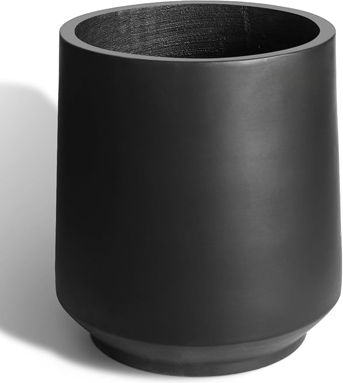 Heyzier Concrete Planter Outdoor Indoor, Large Cement Plant Pots for Trees Flowers (Black, 17 inch)