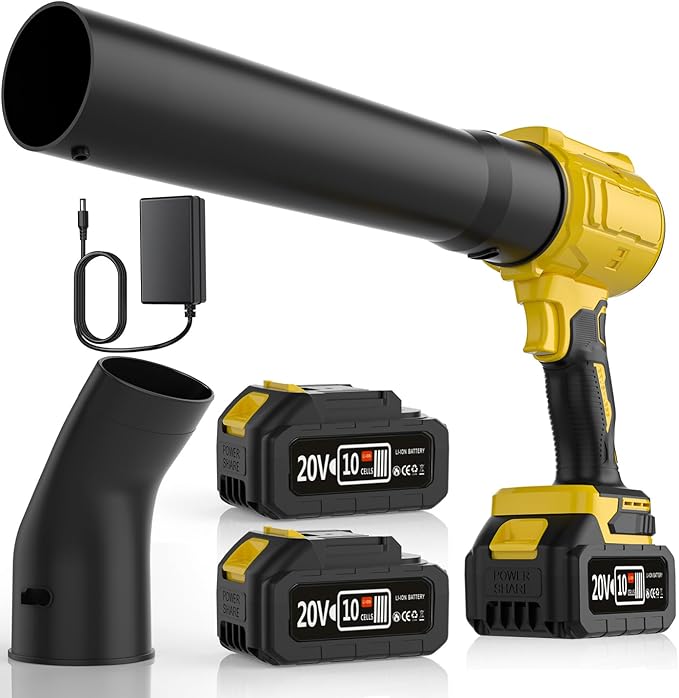 Leaf Blower Cordless, Extended Nozzle, 2 x Batteries, 1x Charger Lightweight Handheld Design, Blower for Patio Cleaning, Car Blowing Water, Blowing Leaves and Dust