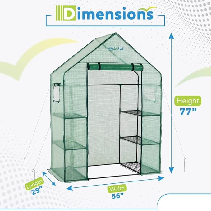 Machrus Ogrow Greenhouse Kit, Multiple Sizes - Green House, Small Greenhouses Outside, Kit Small Greenhouses Outdoors, Mini Greenhouse Outdoor.