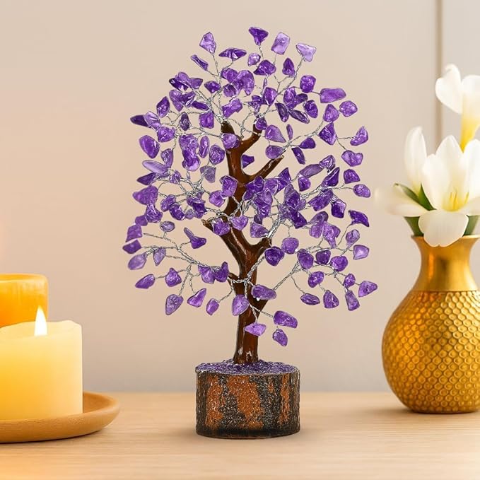 ANAYA AGATE Amethyst Crystal Tree of Life - Handmade Healing Bonsai Purple Tree for Home and Office Decor, Positive Energy and Good Luck, Ideal for Christmas Decor and Birthday Gifts for Women, Men