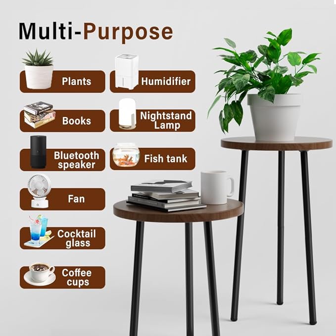 SAKSUN Plant Stand Indoor, Mid Century Plant Holder 2 Pack , Corner Plant Stand Modern Plant Table for Indoor Plants Home & Garden Decor , Outdoor Plant Stands for Patio Garden Office Living Room