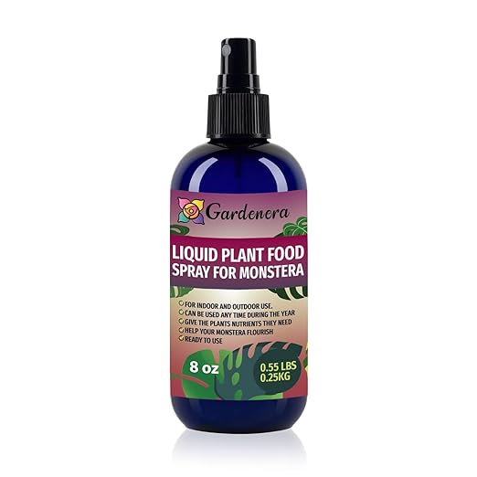 Gardenera Professional Monstera Organic Superfood Spray Mist for Home Gardening | Micro-Fungi Enriched Fertilizer Mist for Healthy Leaves & Growth | 18 Key Vitamins & Minerals for Monstera - 8oz