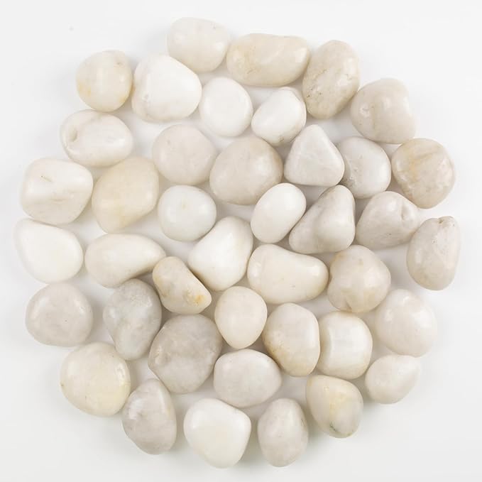 LOOIOOJ 40lbs White River Rocks - 1-2Inch Natural White Rocks for Potted Plants, Decorative Rocks for Landscaping, and River Rocks for Aquariums (Weight : 40 LB, White)