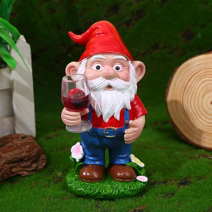 Garden Gnome Statue, 12 inch Outdoor Lawn Decoration, Weather Resistant Resin, Freestanding