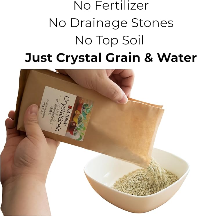 Crystal Grain Succulent & Cactus Soil Mix, Fine Grain for Small Pots, 100% Inorganic & Odorless, Visible Watering Indicator, Patented Japanese Tech, 2L (Resealable Bag)