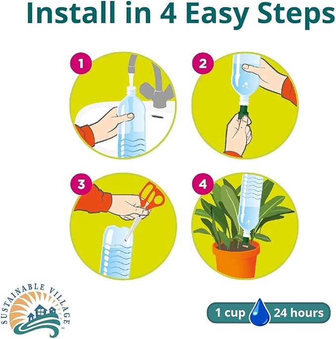 Blumat Plant Watering Device - Easy Self Watering Planter Insert for Indoor Plants - Bottle Adapter - Prevents Overwatering and Underwatering for Healthy Growth - 3 Pack