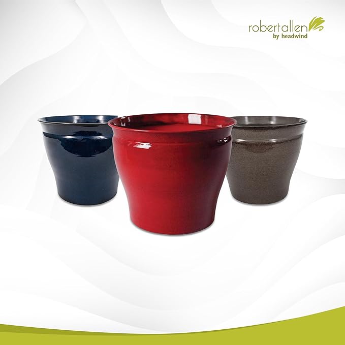 Headwind Glazed Ironstone Avery Collection Decorative Plant Pot – 14" Midnight Sapphire Glazed Decorative Pot – Lightweight & Durable Flower Pots for Indoor Plants - Outdoor Planter by Robert Allen
