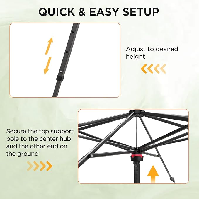 EAGLE PEAK Greenhouse Center Support Pole with Ground Stakes, Peak Reinforcement Bar for Frame Support & Weather Protection, Stabilization Pole for Pop-Up Greenhouses Compatible with Center Lock Hub