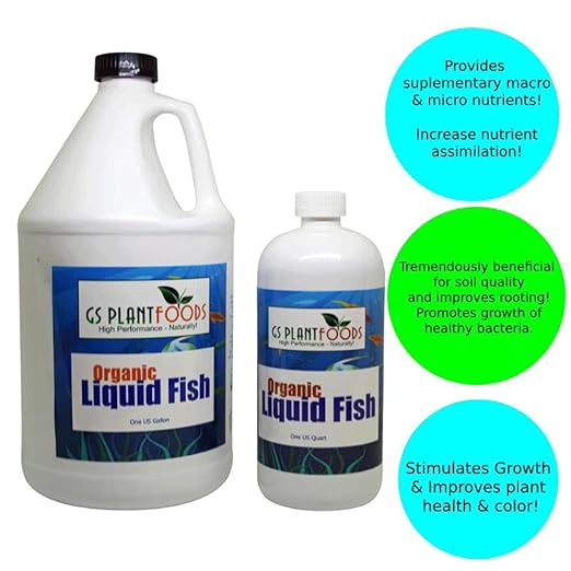 GS Plant Foods Organic Liquid Fish Fertilizer - Natures Growth Boost, OMRI-Certified, Hydrolyzed, Fish-Based, Organic Gardening Solution, 275 Gallons