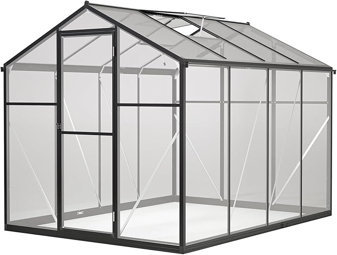 6x8 Ft Greenhouses for Outdoors, UV-Coated Polycarbonate Panels and Aluminium Green Houses for Outside, 2 Roof Vents, Invernaderos para Plantas Exterior, Walk-in Greenhouse Kit for Backyard, Lawn