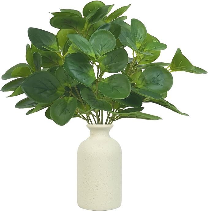 Haiyxinn Small Fake Plant in Ceramics Pot, Eucalyptus Potted Artificial Plants Indoor 14" Artificial Greenery UV Resistant Faux Eucalyptus Plant for Bathroom Shelf Office Desk Table Home Decor